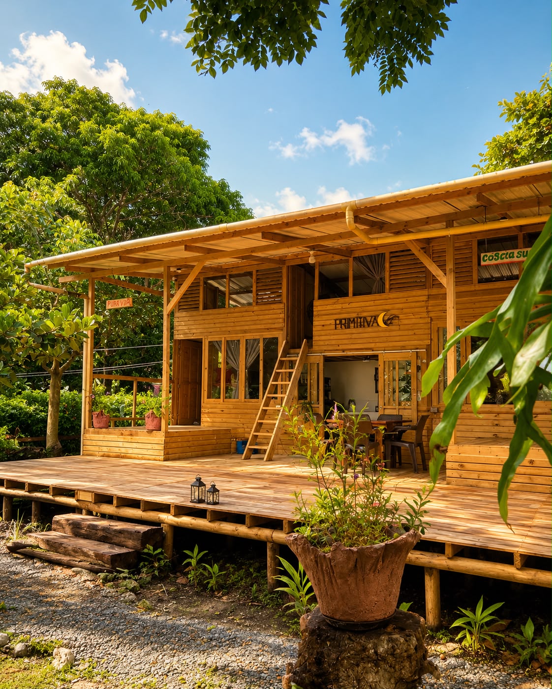 Cabaña Primitiva entre árboles en Sapzurro, Chocó